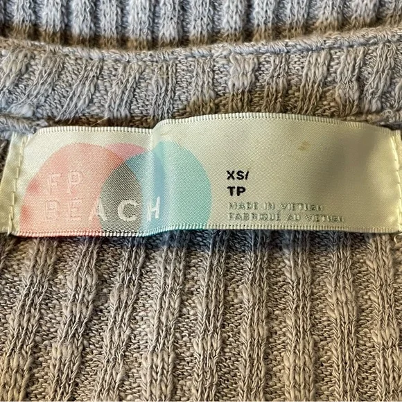 Free People Beach Dusty Lavender Blossom Cotton Ribbed Knit Dress Oversized NWT - Picture 5 of 8